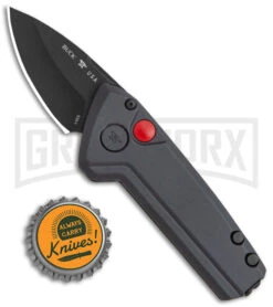 Buck Knives Buck Deploy Gray Mini Automatic Knife - Black Plain -Grindworx Buck Deploy Mini Auto Sniper Gray Black 0838GYS1 BHQ 146021 jr bottlecap large