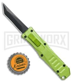 Mini Marvel Green DA/OTF Automatic Knife - Tanto Black Plain -Grindworx Coffin Blaster Extreme Green DA Tanto Black Plain GX 34979 jr bottlecap large