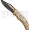 Custom Russian Gold Lion Automatic Knife - Damascus Plain -Grindworx Custom Russian Gold Lion Auto Damascus RV HC3 LION DAM GX 31050 jr large