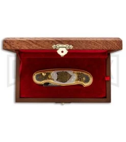 Custom Russian Gold Wolf Automatic Knife - Polish Plain -Grindworx Custom Russian Gold Wolf Auto Polish RV HC2M WOLF GX 31047 jr box large