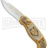 Custom Russian Gold Wolf Automatic Knife - Polish Plain -Grindworx Custom Russian Gold Wolf Auto Polish RV HC2M WOLF GX 31047 jr large