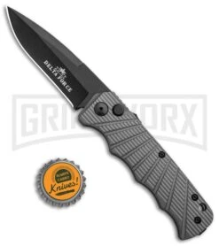 Delta Force Automatic Knife Gray Aluminum - Black Plain -Grindworx Delta Force Auto Gray Molded Plastic Black Plain GX 33546 jr bottlecap large