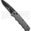 Delta Force Automatic Knife Gray Aluminum - Black Plain