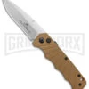 Delta Force Tan Automatic Knife - Satin Plain 1 Delta Force Tan Automatic Knife - Satin Plain -Grindworx Delta Force Auto Tan Aluminum Satin GX 38230 jr large