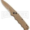 Delta Force Automatic Knife Tan Aluminum - Tan Partially Serrated -Grindworx Delta Force Auto Tan Molded Plastic Tan Partially Serrated GX 33543 jr large