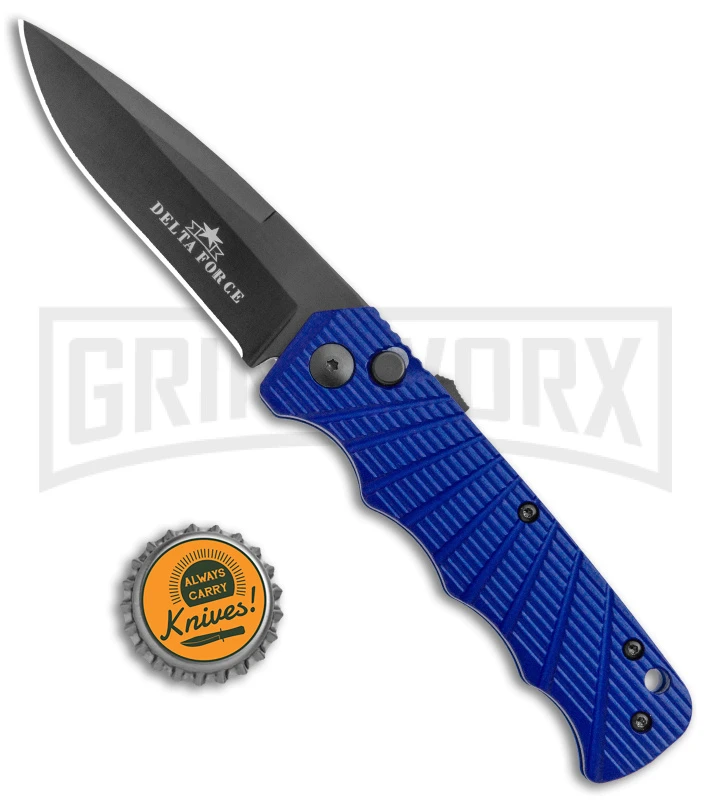 Delta Force Automatic Knife Blue Aluminum - Black Plain 6 Delta Force Automatic Knife Blue Aluminum - Black Plain - Image 4