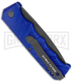 Delta Force Automatic Knife Blue Aluminum - Black Plain 8 Delta Force Automatic Knife Blue Aluminum - Black Plain -Grindworx Delta Force Blue Auto Black GX 38567 jr side large