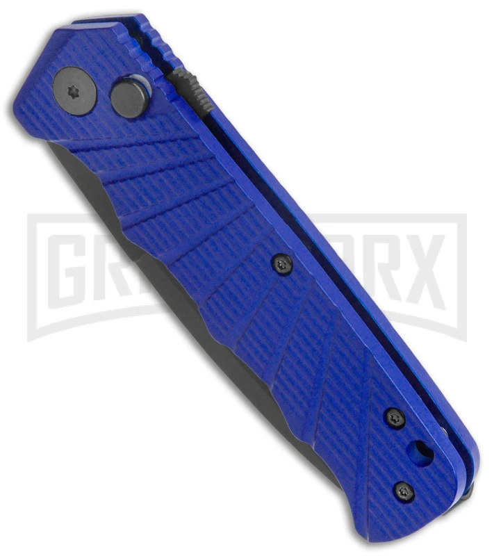 Delta Force Automatic Knife Blue Aluminum - Black Plain 4 Delta Force Automatic Knife Blue Aluminum - Black Plain - Image 2