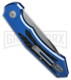 Diablo Automatic Knife Blue Aluminum - Satin Plain -Grindworx Diablo Automatic Knife Blue Aluminum 3in Satin BHQ 183580 td side large