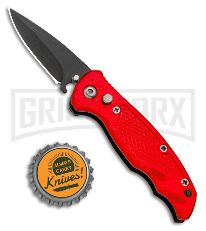 Drago Red Mini Automatic Knife - Black Plain 6 Drago Red Mini Automatic Knife - Black Plain - Image 4