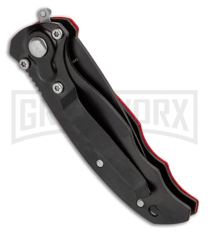 Drago Red Mini Automatic Knife - Black Plain 5 Drago Red Mini Automatic Knife - Black Plain - Image 3