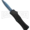 Edgeworks Carbon Fiber OTF Auto Knife Dagger - Blue Damascus Finish)