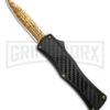 Edgeworks Carbon Fiber OTF Auto Knife Dagger - Gold Damascus Finish) -Grindworx Edgeworks Carbon Fiber OTF Auto Knife Dagger 3in Gold Damascus GX 42361 td large