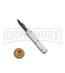 Firecracker Mini Silver D/A OTF Automatic Knife - Drop Point Two Tone -Grindworx Firecracker Mini Silver DA OTF TT MOTFS BP 19564 jr bottlecap large