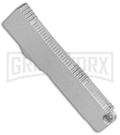 Firecracker Mini Silver D/A OTF Automatic Knife - Drop Point Two Tone -Grindworx Firecracker Mini Silver DA OTF TT MOTFS BP 19564 jr side large