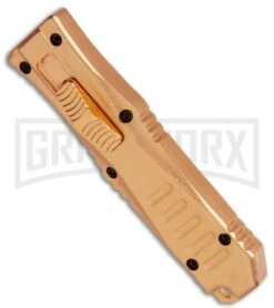 Front Page -Grindworx Firecracker XL Gold DA OTF Auto Tanto Black Plain 27064GD GX 35923 jr spine large