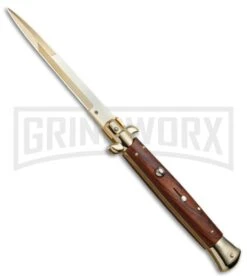 Frank B. 11" Cocobolo Italian Stiletto Gold Plated - Gold Bayo Plain