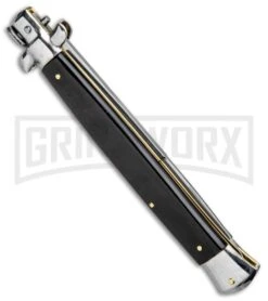 Frank B. 13" Black Italian Stiletto Automatic Knife - Bayonet Satin Plain 8 Frank B. 13" Black Italian Stiletto Automatic Knife - Bayonet Satin Plain -Grindworx Frank B 13in Italian Stiletto Black Bayo Satin GX 8288 jr side large