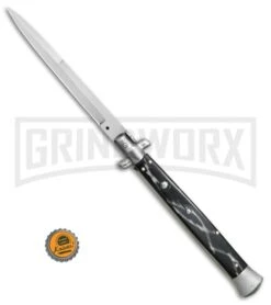 Frank B. 13" Italian Stiletto Sim Horn Automatic Knife - Bayo -Grindworx Frank B 13in Italian Stiletto Sim Horn Satin Bayo BHQ 80381 jr bottlecap large