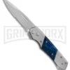 Super Knife Croc Automatic Knife Stainless W/ Blue Inlay - Satin Serr 1 Super Knife Croc Automatic Knife Stainless W/ Blue Inlay - Satin Serr -Grindworx GA303MBL BP 25774 er large