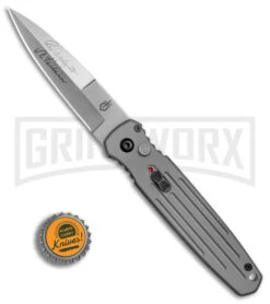 Gerber Covert Gray Automatic Knife - Stonewash Plain -Grindworx Gerber Auto Covert Tactical Gray SW BHQ 67393 er bottlecap large
