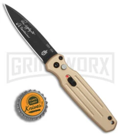 Gerber Mini Covert Coyote Brown Automatic Knife - Black Plain -Grindworx Gerber Auto Mini Covert Auto coyote brown black BHQ 67401 jr bottlecap large