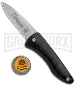 Hubertus XPress Carbon Fiber Scale Release Automatic Knife - Bead Blast Plain -Grindworx Hubertus XPress CF Scale Realease BB Plain 68.469.XP .11 GX 32278 jr bottlecap large