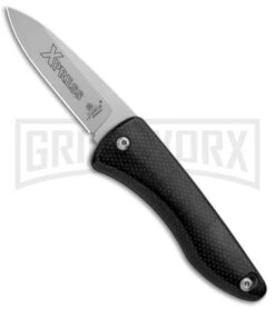 Hubertus XPress Carbon Fiber Scale Release Automatic Knife - Bead Blast Plain