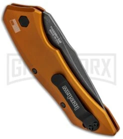 Kershaw Launch 1 Bronze Aluminum Automatic Knife - Blackwash Plain -Grindworx Kershaw Launch 1 Automatic Bronze Aluminum BlackWash KER7100EBBW BHQ 91255 jr side large