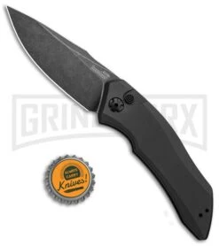 Kershaw Launch 1 Gray Automatic Knife - Blackwash Plain -Grindworx Kershaw Launch 1 Automatic Gray Aluminum BlackWash 7100GRYBW BHQ 91254 jr bottlecap large