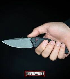 Kershaw Launch 1 Gray Automatic Knife - Gray DLC Plain -Grindworx Kershaw Launch 1 Automatic Knife Black Aluminum BlackWash 7100BW BHQ 27374 kp in hand web large 1