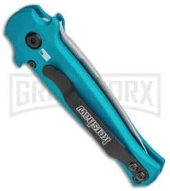 Kershaw Launch 12 Teal Aluminum Mini Stiletto Automatic Knife - Stonewash Plain 8 Kershaw Launch 12 Teal Aluminum Mini Stiletto Automatic Knife - Stonewash Plain -Grindworx Kershaw Launch 12 CA Legal Stiletto Auto Teal SW KER7125TEALSW BHQ 115102 jr side large