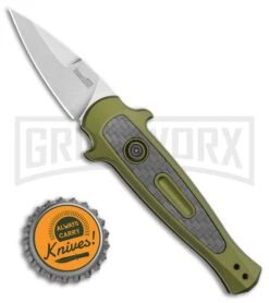 Kershaw Launch 12CA Legal OD Green Automatic Knife - SW Plain -Grindworx Kershaw Launch 12 CA Legal Stiletto Automatic Knife OD Green 1.9 SW BHQ 117837 LS Bottlecap large
