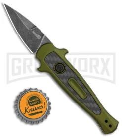 Kershaw Launch 12 CA Legal OD Green Automatic Knife - Black SW Plain -Grindworx Kershaw Launch 12 Call Legal Stiletto Auto OD Green KER7130OLBW BHQ 114625 jr bottlecap large