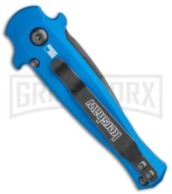 Kershaw Launch 12 CA Legal Blue Mini Stiletto Automatic Knife - Black Plain -Grindworx Kershaw Launch 12 Mini Stiletto Automatic Knife Blue 2.5 Black 7130BLUBLK BHQ 117930 LS Side large