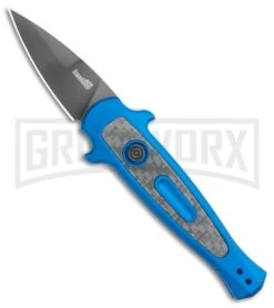 Kershaw Launch 12 CA Legal Blue Mini Stiletto Automatic Knife - Black Plain