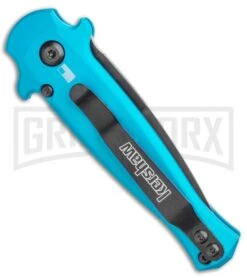 Kershaw Launch 12 Teal Aluminum Mini Stiletto Automatic Knife - Black Plain -Grindworx Kershaw Launch 12 Mini Stiletto Automatic Knife Teal 2.5 Black KER7125TEALBLK BHQ 116323 LS Side large