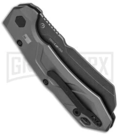 Kershaw Launch 14 Automatic Knife Cleaver Gray Aluminum - Black Stonewash Plain -Grindworx Kershaw Launch 14 Auto Cleaver BlackWash 7850 BHQ 139777 jr side large