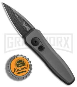 Kershaw Launch 4 Gray Automatic Knife CA Legal - Damascus Plain -Grindworx Kershaw Launch 4 CA Legal Auto Gray Damascus BHQ 86760 er bottlecap large