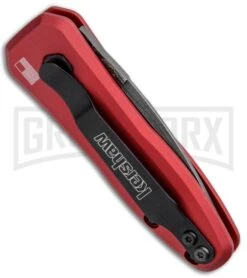 Kershaw Launch 4 Red Automatic Knife CA Legal - Damascus Plain -Grindworx Kershaw Launch 4 CA Legal Auto Red Damascus 7500RDDAM BHQ 91649 jr side large