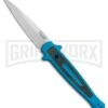Kershaw Launch 8 Stiletto Automatic Knife Teal/CF (3.5" Stonewash) -Grindworx Kershaw Launch 8 Stiletto Auto Teal CF SW KER7150TEALSW BHQ 105834 jr large