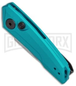 Kershaw Launch 9 Teal Automatic Knife CA Legal - Stonewash Plain -Grindworx Kershaw Launch 9 Auto Blue Working KER7250TEALSW BHQ 115103 jr spine large