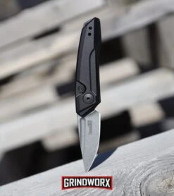 Kershaw Launch 9 Black Automatic Knife CA Legal - Stonewash Plain -Grindworx Kershaw Launch 9 Automatic Knife Black Working Finish 7250 BHQ 94066 kp wood web large