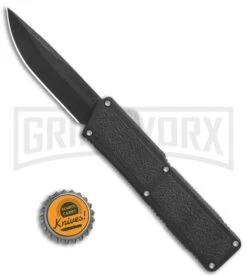 Lightning Black D/A OTF Automatic Knife - Black Plain -Grindworx Lightning Black DA OTF Auto Black Plain GX 5630 jr bottlecap large
