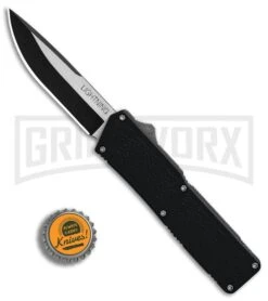 Lightning Black D/A OTF Automatic Knife - Two-Tone Plain -Grindworx Lightning Black DA Two Tone Plain BP 30337 er bottlecap large