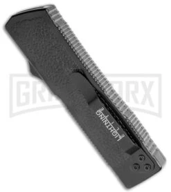 Lightning Elite Black D/A OTF Automatic Knife - Drop Point Black Plain -Grindworx Lightning Elite Black DA OTF Auto DP Black GX 35944 jr side large