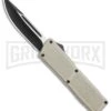 Lightning Elite Desert Tan D/A OTF Automatic Knife - Drop Point Black Plain -Grindworx Lightning Elite Desert Tan DA OTF Auto DP Black GX 36356 jr large