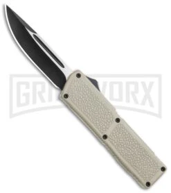 Lightning Elite Desert Tan D/A OTF Automatic Knife - Drop Point Black Plain
