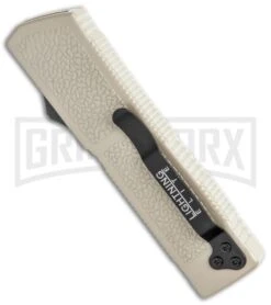 Lightning Elite Desert Tan D/A OTF Automatic Knife - Drop Point Black Plain -Grindworx Lightning Elite Desert Tan DA OTF Auto DP Black GX 36356 jr side large