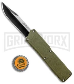 Lightning OD Green D/A OTF Automatic Knife - Clip Point Two Tone -Grindworx Lightning OD Green DA OTF Auto CP TT GX 33418 jr bottlecap large